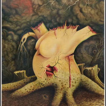 Painting titled "EXISTENCE" by G.Gupta, Original Artwork, Oil