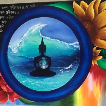 Painting titled "Nature elements: wa…" by Anjana Kothari, Original Artwork, Acrylic