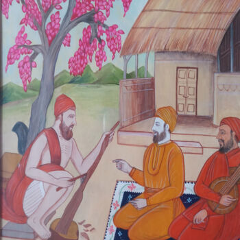 Painting titled "Guru Nanak Dev ji w…" by Singh Avtar, Original Artwork, Tempera