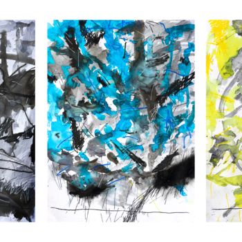 Painting titled "Trittico" by Giulio Benatti, Original Artwork, Watercolor