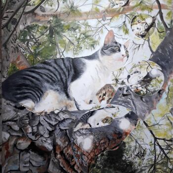 Peinture intitulée "LA CHASSE" par Manu Surreabulliste, Œuvre d'art originale, Huile