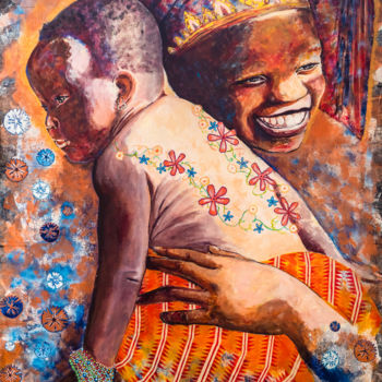 Painting titled "Câlin.jpg" by Yaël Moon, Original Artwork, Acrylic