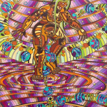 Dessin intitulée "Aurore shamanique 9…" par Vincent Gibert, Œuvre d'art originale, Marqueur