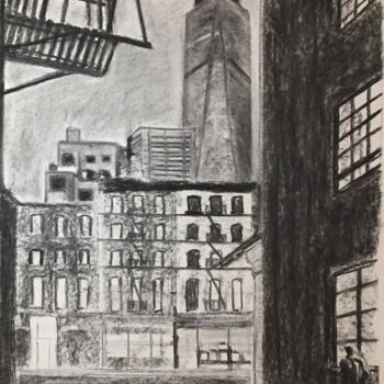 Dessin intitulée "Will-you-be-there ?" par Marie France Garrigues, Œuvre d'art originale, Fusain Monté sur Panneau de bois