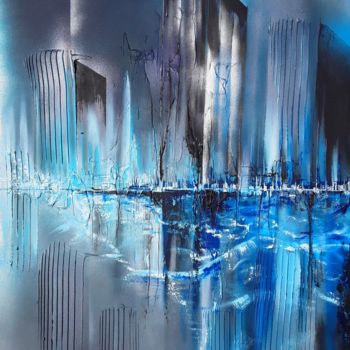 Peinture intitulée "Un soir là bas" par Stephane Heckel, Œuvre d'art originale, Acrylique