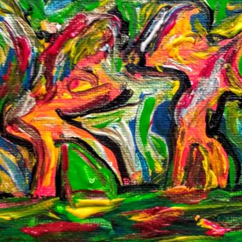 Painting titled "Scène de rue" by Tomy, Original Artwork, Acrylic