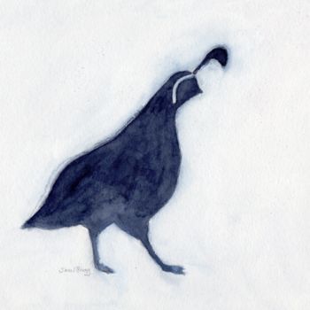 Painting titled "Quail on Creekside…" by Janel Bragg, Original Artwork, Watercolor
