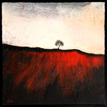 Painting titled "Arbre et terre rouge" by Henri Ibara, Original Artwork, Acrylic