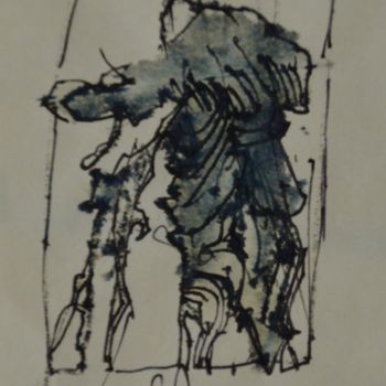 Zeichnungen mit dem Titel "Die Ohrfeige" von Stephan Rodriguez Warnemünde, Original-Kunstwerk, Tinte