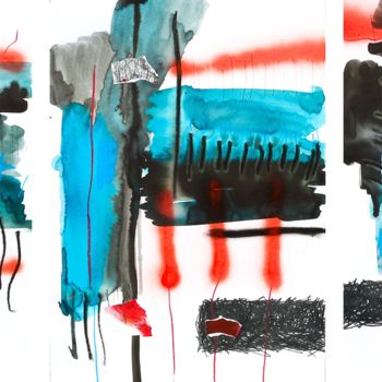 Painting titled "trittico" by Giulio Benatti, Original Artwork, Watercolor