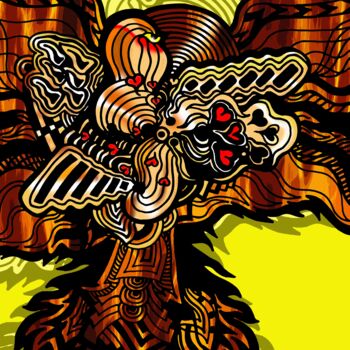 Digital Arts titled "The Golden Phoenix" by China Alicia Rivera, Original Artwork, Digital Painting