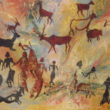 Painting titled "Travail fresque pré…" by Virginie Le Roy, Original Artwork, Oil