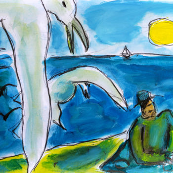 Peinture intitulée "FLYING1" par Jean Mirre, Œuvre d'art originale, Huile
