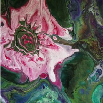 Painting titled "Passiflore" by R Devarrewaere, Original Artwork, Acrylic Mounted on Wood Stretcher frame
