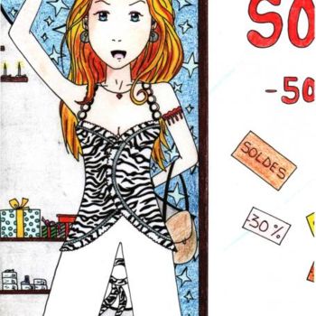 Drawing titled ""LE TOP DE LA MODE"" by Lucie Clouet, Original Artwork