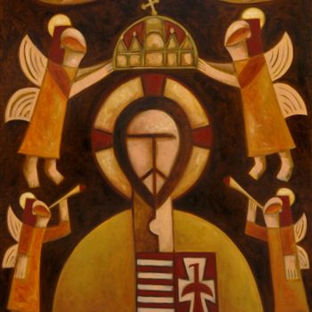 Painting titled "Christ" by Zsolt Malasits, Original Artwork, Oil