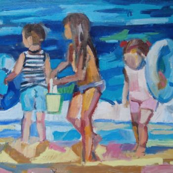 Painting titled "plaja-mala.jpg" by Maja Djokic Mihajlovic, Original Artwork, Oil