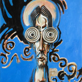 Painting titled "Icone" by Pascal Buffard, Original Artwork, Oil