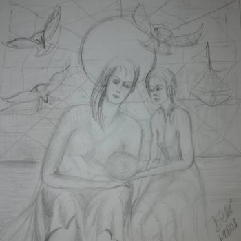 Σχέδιο με τίτλο "MOTHER  ©" από Bega, Αυθεντικά έργα τέχνης, Μολύβι