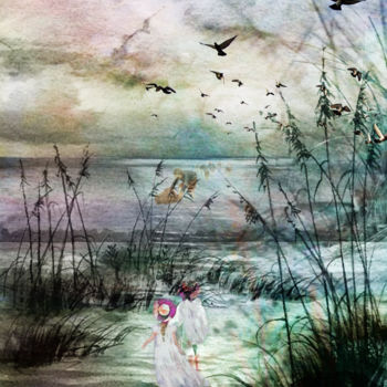 Digitale Kunst mit dem Titel "la pêche à la creve…" von Dodi Ballada, Original-Kunstwerk, Digitale Malerei