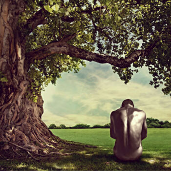 Digital Arts titled "L'ESCLAVE" by Jean-Marie Gitard, Original Artwork, Photo Montage Mounted on Wood Stretcher frame
