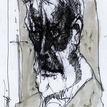 Drawing titled "Hiob (10)" by Stephan Rodriguez Warnemünde, Original Artwork, Ink