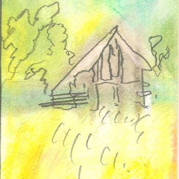 Peinture intitulée "Cabin" par Juli Southmayd, Œuvre d'art originale, Acrylique