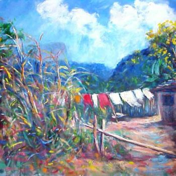 Painting titled "O Ipê amarelo" by Aldo Luiz De Paula Fonseca, Original Artwork, Oil