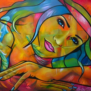 Peinture intitulée "lorsque l'ange s'in…" par Jeannette Guichard-Bunel, Œuvre d'art originale, Huile
