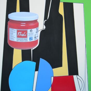Painting titled "Bottle, cup and acr…" by Gabriele Donelli, Original Artwork, Acrylic