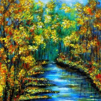 Painting titled "When the autumn col…" by Milka Urbaníková, Original Artwork, Acrylic