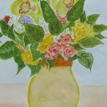 Schilderij getiteld "Bouquet printanier" door Dany Champeme, Origineel Kunstwerk, Aquarel