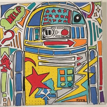 「r2d2-popart.jpg」というタイトルの絵画 Jyjaによって, オリジナルのアートワーク, アクリル