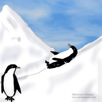 Painting titled "Fun in the Snow" by Mike Sexton, Original Artwork, Oil