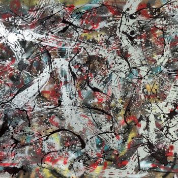 Pittura intitolato "No.52 AbEx Abstract…" da Robert Miskines, Opera d'arte originale, Smalto