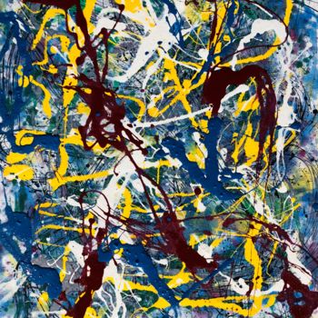 Pittura intitolato "No.47 AbEx Abstract…" da Robert Miskines, Opera d'arte originale, Smalto