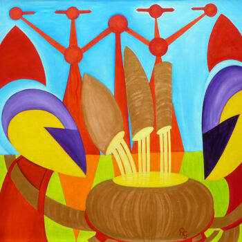 Painting titled "LE CHAUDRON DES ART…" by René Georges (RG.), Original Artwork, Oil
