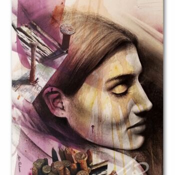 Disegno intitolato "Shadow's melody" da Abir Rachwan, Opera d'arte originale, Carbone