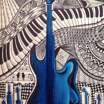 Painting titled "doodle guitar" by Anjana Kothari, Original Artwork, Acrylic