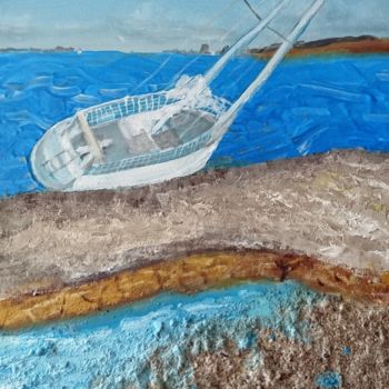 Peinture intitulée "voilier échoué" par Agl, Œuvre d'art originale, Acrylique
