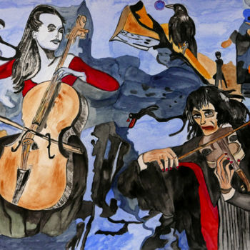 Painting titled "Disharmonie" by Vera Boldt, Original Artwork, Watercolor