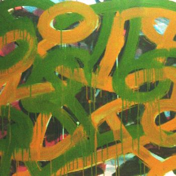 Painting titled "Green-and-yellow-ci…" by Peter Jalesh, Original Artwork, Acrylic