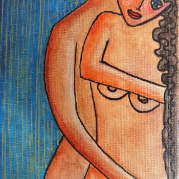 Peinture intitulée "LES JEUNES AMANTS" par Artamelis, Œuvre d'art originale, Acrylique