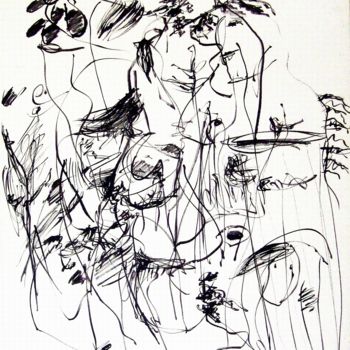 Drawing titled "Dog contemplating t…" by Peter Jalesh, Original Artwork, Ink