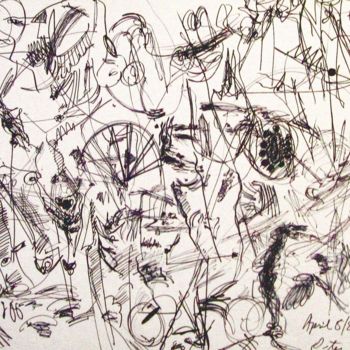 Dessin intitulée "In the divination o…" par Peter Jalesh, Œuvre d'art originale, Encre