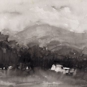 Painting titled "View from Interstat…" by Janel Bragg, Original Artwork, Ink