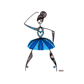 Dessin intitulée "Tutu bleu V.2" par Héloïse Vanderpert, Œuvre d'art originale