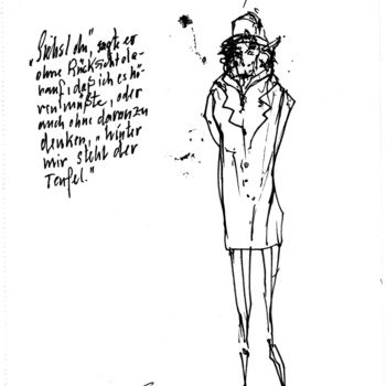 「Herr K. (3)」というタイトルの描画 Stephan Rodriguez Warnemündeによって, オリジナルのアートワーク, インク