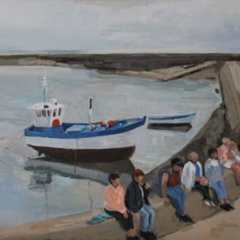 Peinture intitulée "Crépuscule d'été à…" par Chéker, Œuvre d'art originale, Huile Monté sur Châssis en bois