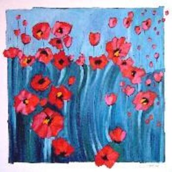 Peinture intitulée "Les coquelicots" par Catherine Suchocka, Œuvre d'art originale, Huile